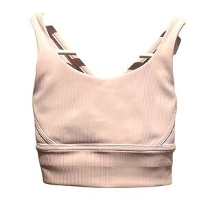 Lululemon Women’s Energy Longline Bra Ribbed Pink Size 2